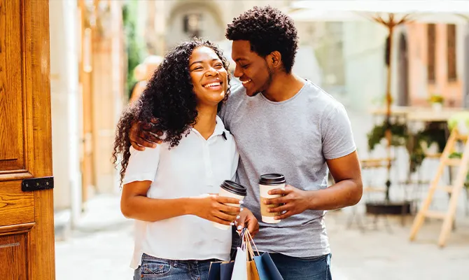 African American couple laughing together