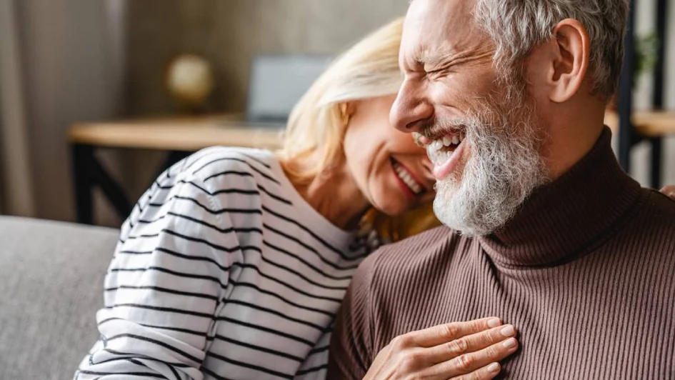 Senior couple enjoying coffee together